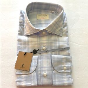 Antonio laVerda with YEZAC Blue&White Plaid Button Down Shirt Limited Edition L